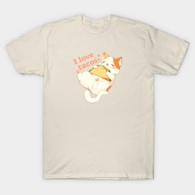 Cat I love Tacos T-Shirt by Myanko